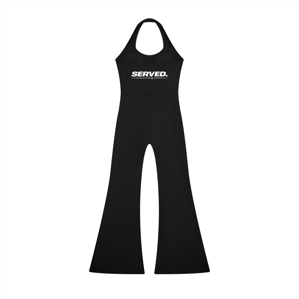 Served. Worldwide Energy Halter Flared Jumpsuit