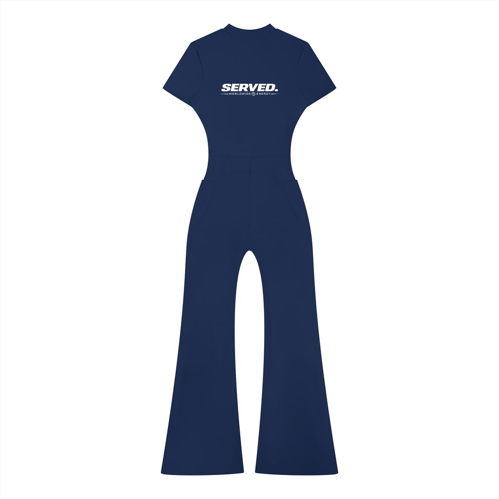 Served. Worldwide Energy Women’s Tight Flared Leg Quarter-Zip Jumpsuit