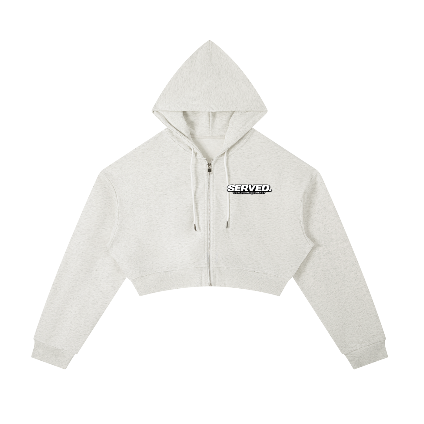 Served. Worldwide Energy Women's Cropped Zip-Up Hoodie