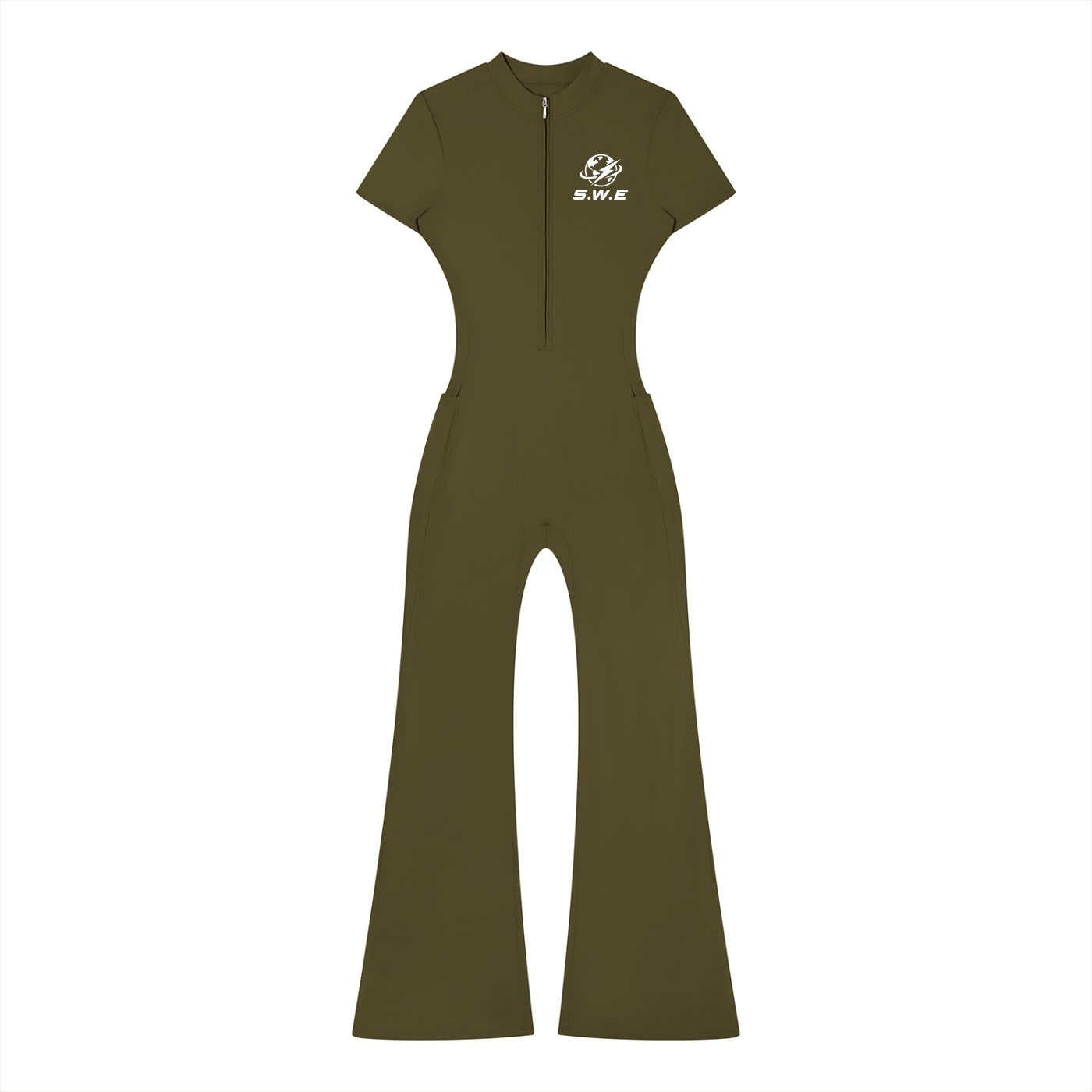 Served. Worldwide Energy Women’s Tight Flared Leg Quarter-Zip Jumpsuit