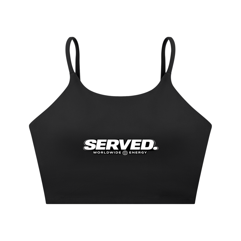 Served Worldwide Energy Spaghetti Strap Yoga Sports Bra