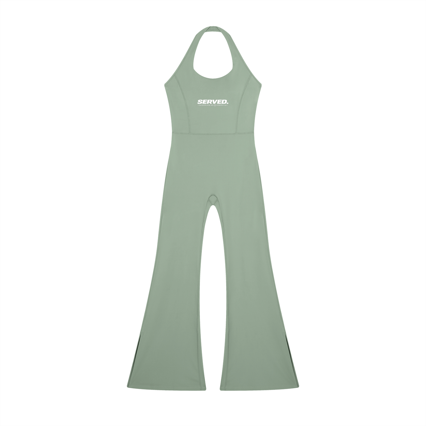 Served. Worldwide Energy Halter Flared Jumpsuit