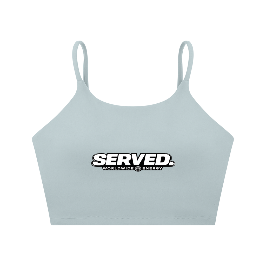 Served Worldwide Energy Spaghetti Strap Yoga Sports Bra