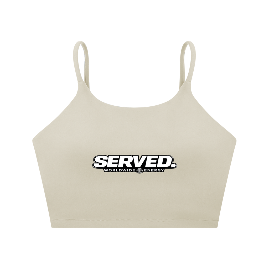 Served Worldwide Energy Spaghetti Strap Yoga Sports Bra