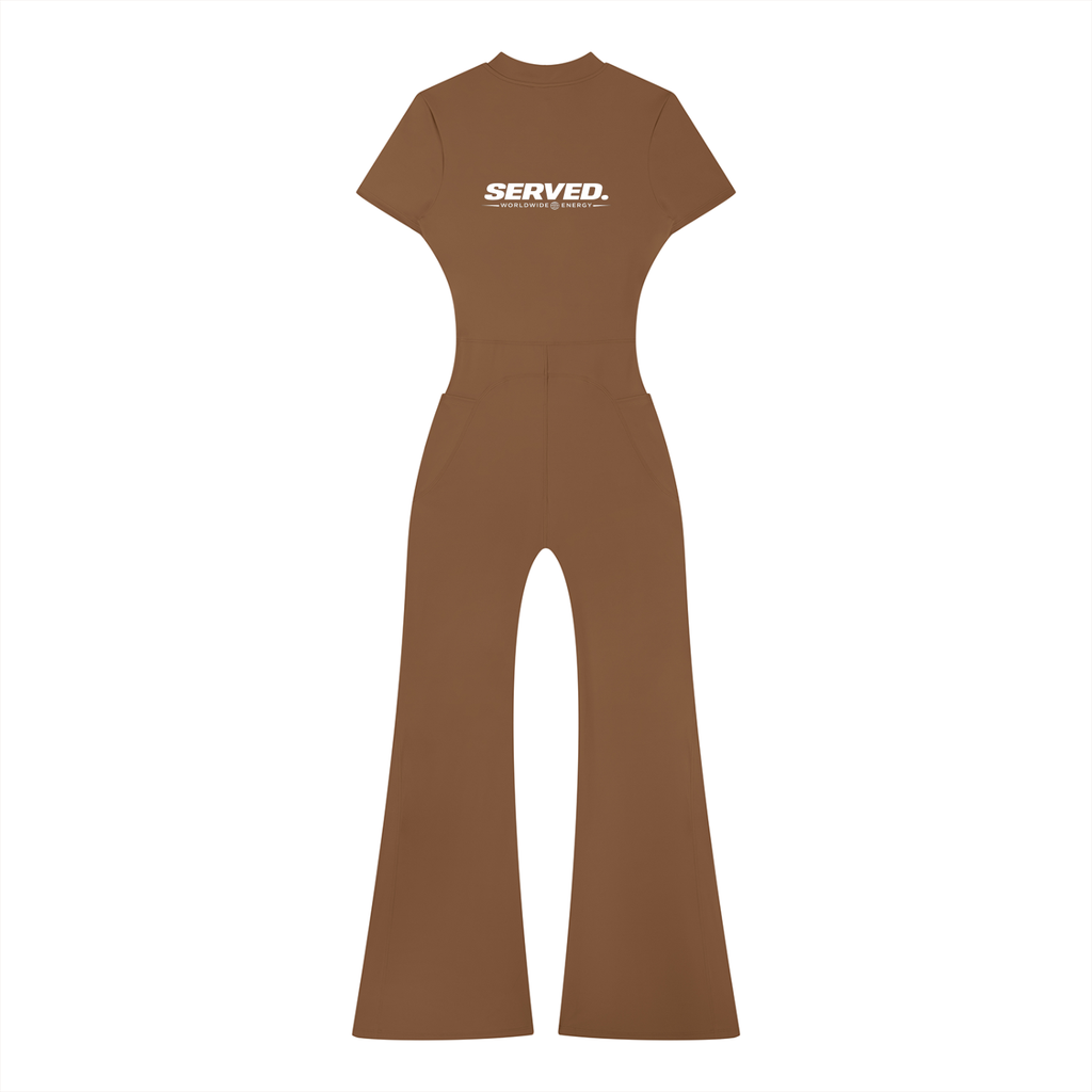 Served. Worldwide Energy Women’s Tight Flared Leg Quarter-Zip Jumpsuit