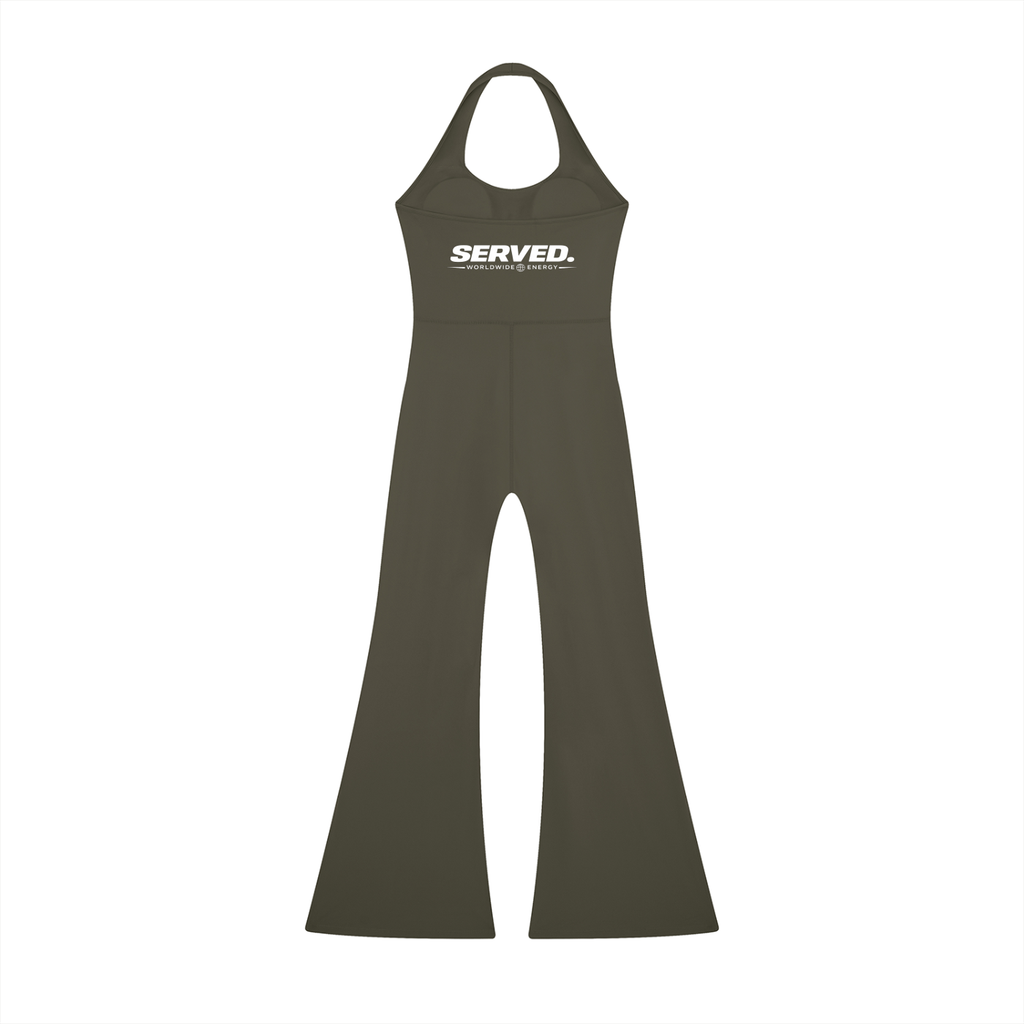 Served. Worldwide Energy Halter Flared Jumpsuit