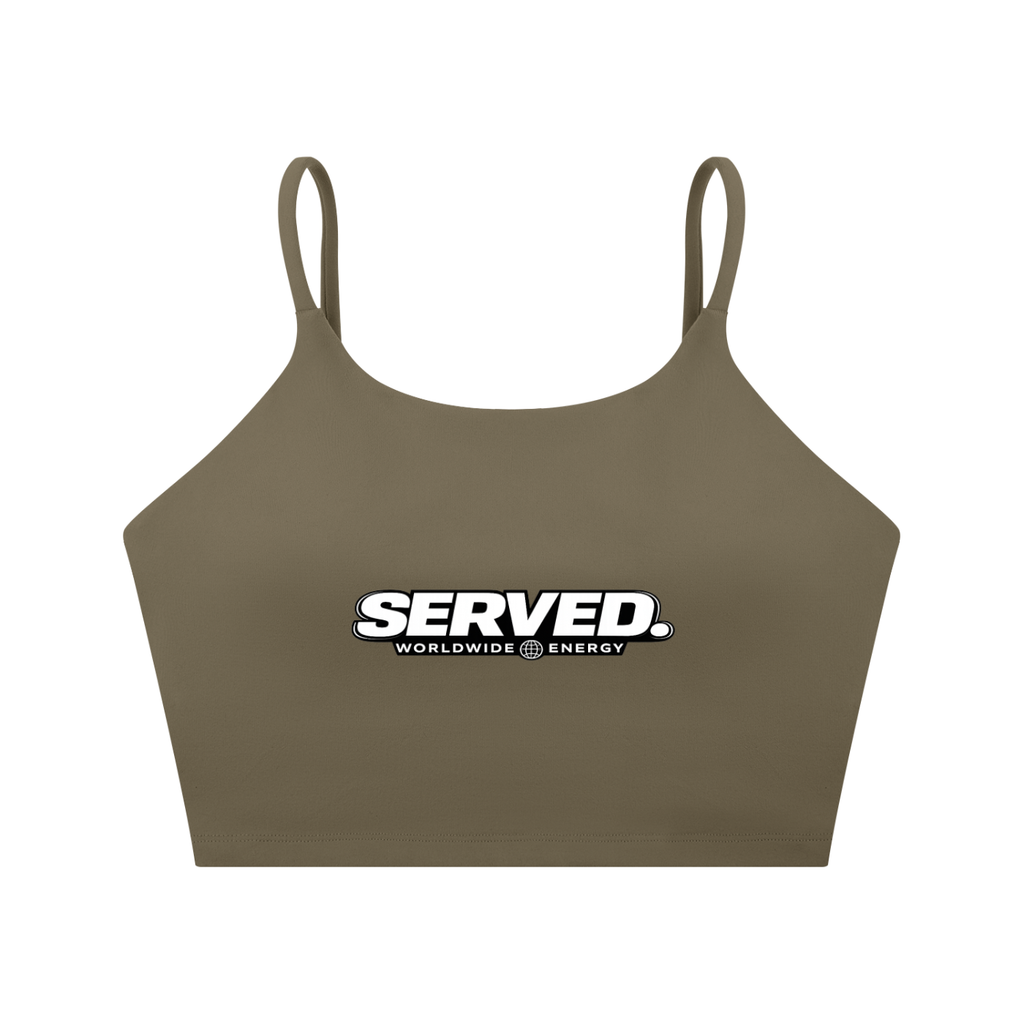 Served Worldwide Energy Spaghetti Strap Yoga Sports Bra