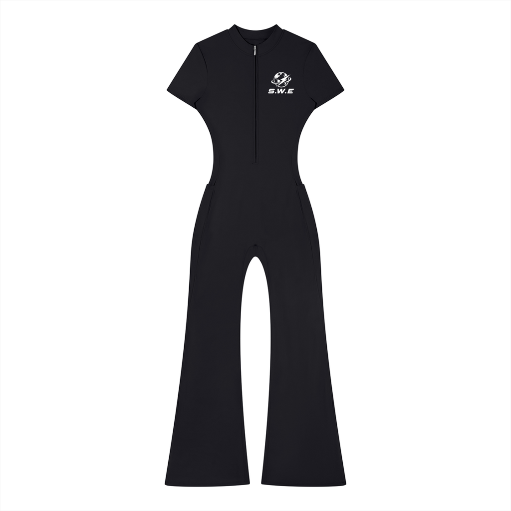 Served. Worldwide Energy Women’s Tight Flared Leg Quarter-Zip Jumpsuit