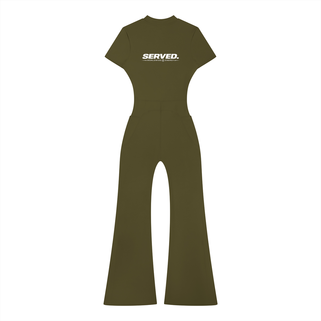 Served. Worldwide Energy Women’s Tight Flared Leg Quarter-Zip Jumpsuit