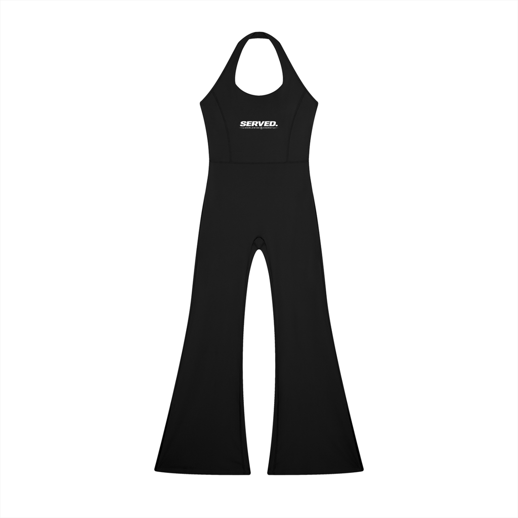 Served. Worldwide Energy Halter Flared Jumpsuit