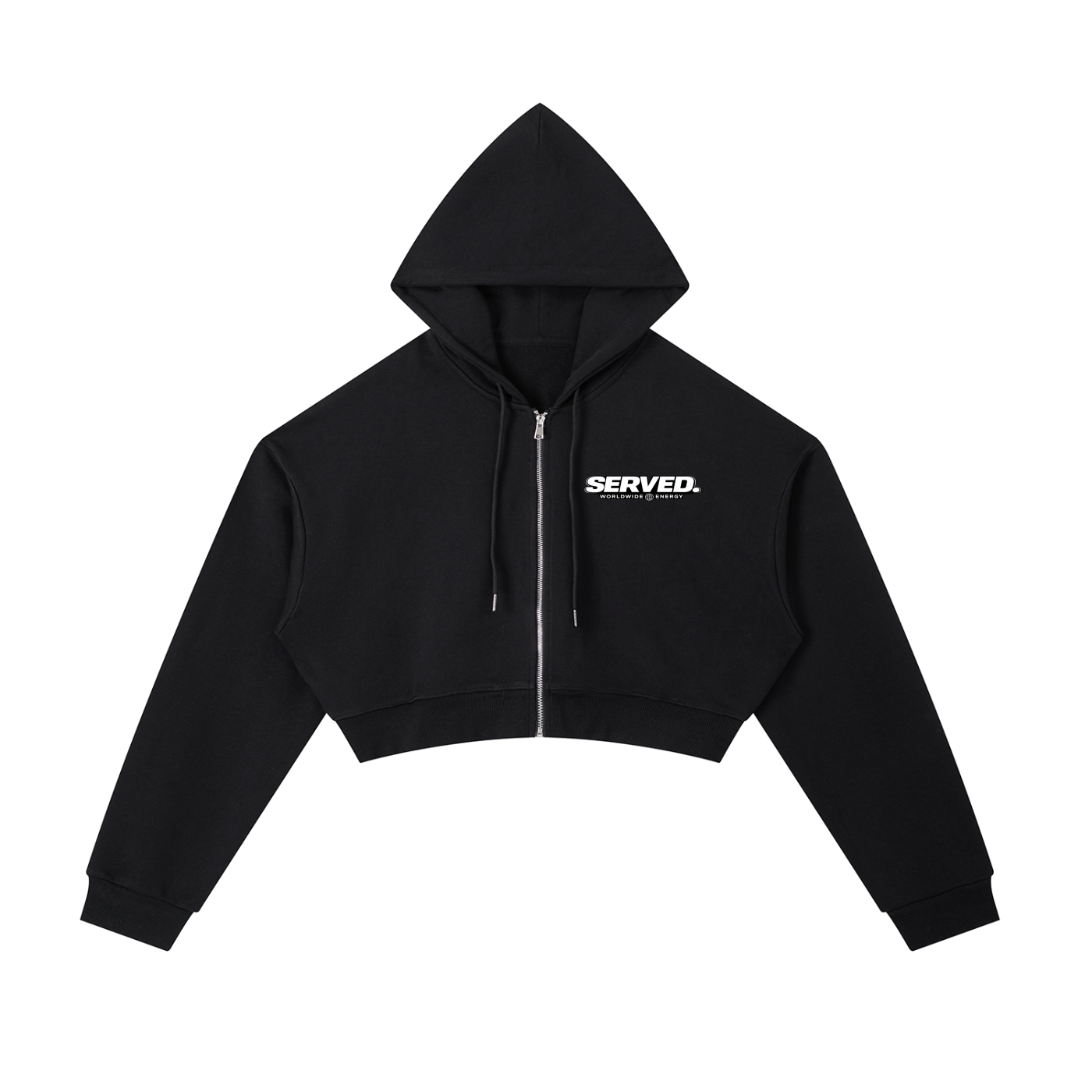 Served. Worldwide Energy Women's Cropped Zip-Up Hoodie