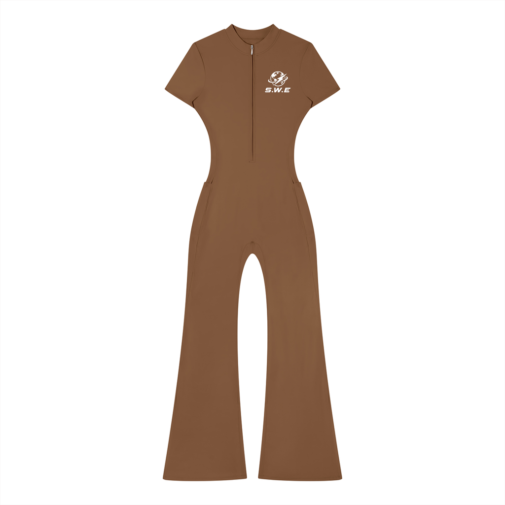 Served. Worldwide Energy Women’s Tight Flared Leg Quarter-Zip Jumpsuit