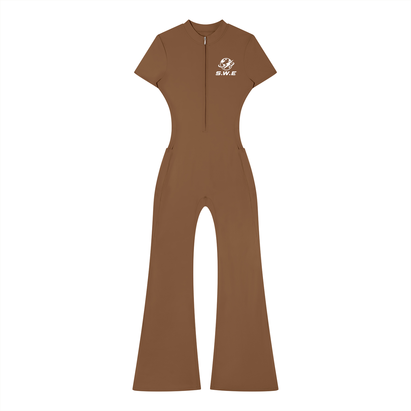 Served. Worldwide Energy Women’s Tight Flared Leg Quarter-Zip Jumpsuit