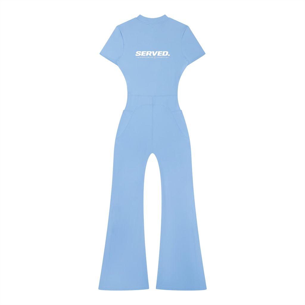 Served. Worldwide Energy Women’s Tight Flared Leg Quarter-Zip Jumpsuit