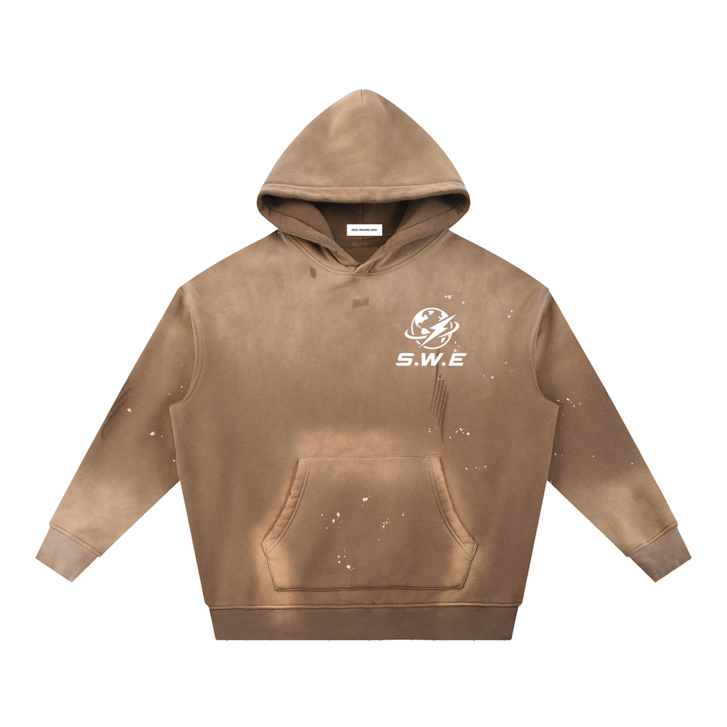 Served. Worldwide Energy Washed Frayed Fleece Hoodie