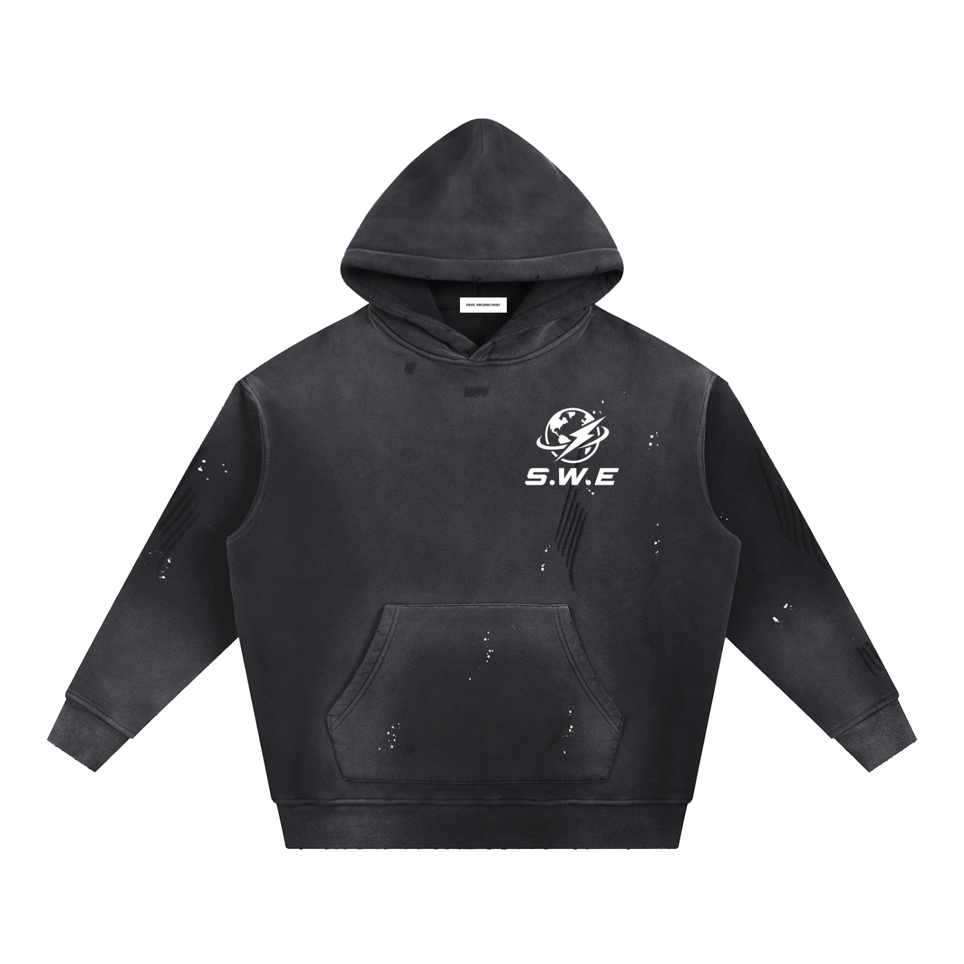 Served. Worldwide Energy Washed Frayed Fleece Hoodie