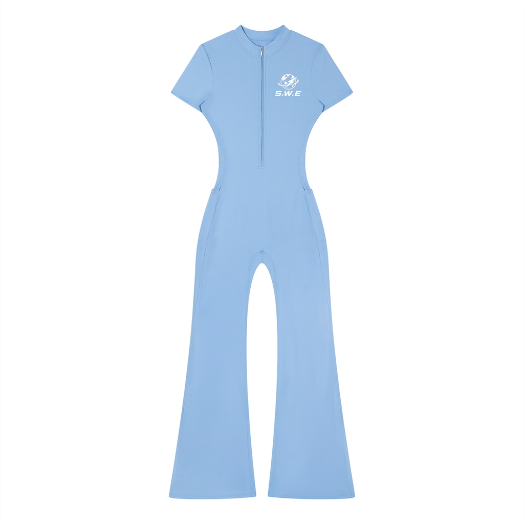 Served. Worldwide Energy Women’s Tight Flared Leg Quarter-Zip Jumpsuit