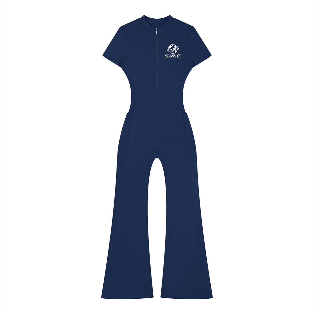 Served. Worldwide Energy Women’s Tight Flared Leg Quarter-Zip Jumpsuit