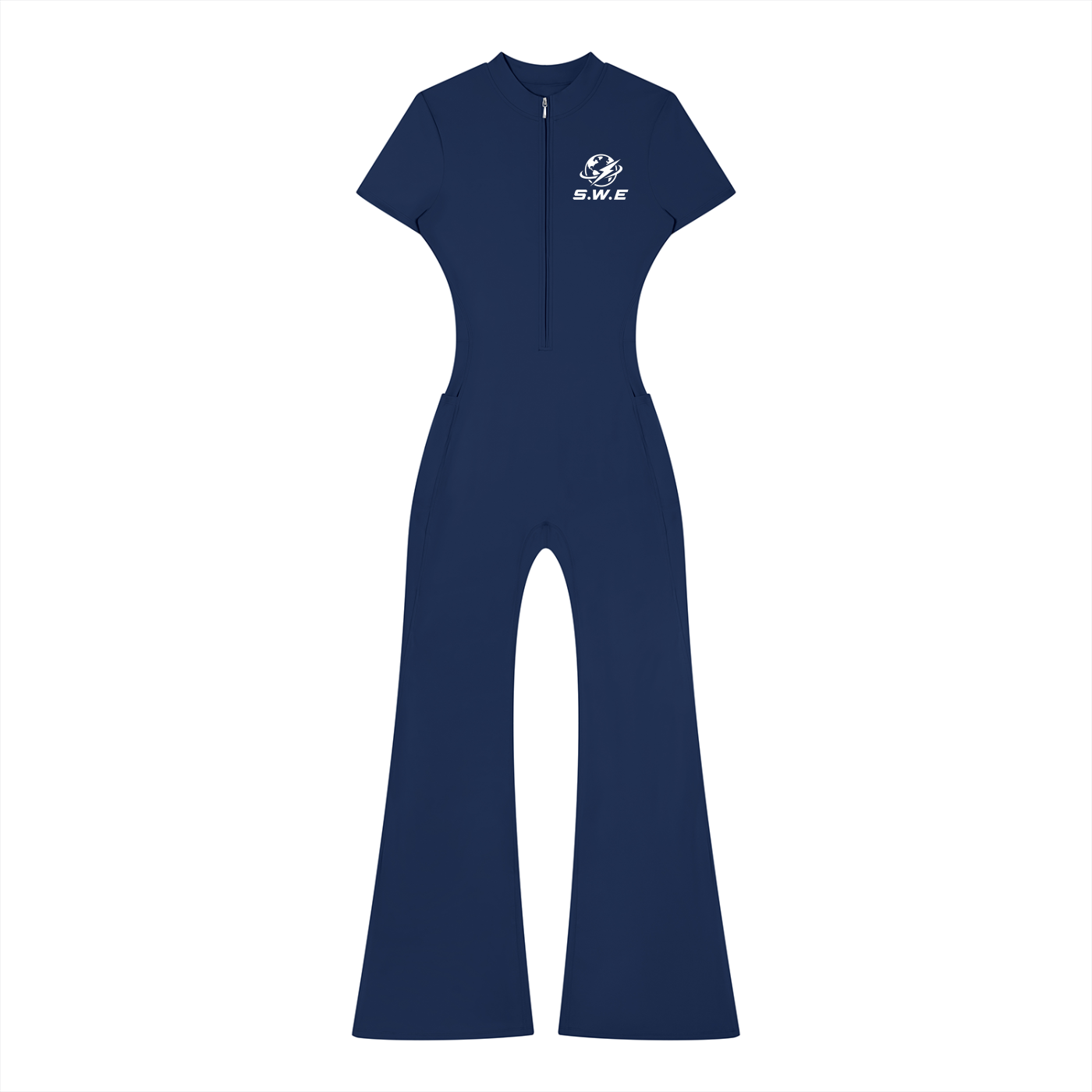 Served. Worldwide Energy Women’s Tight Flared Leg Quarter-Zip Jumpsuit